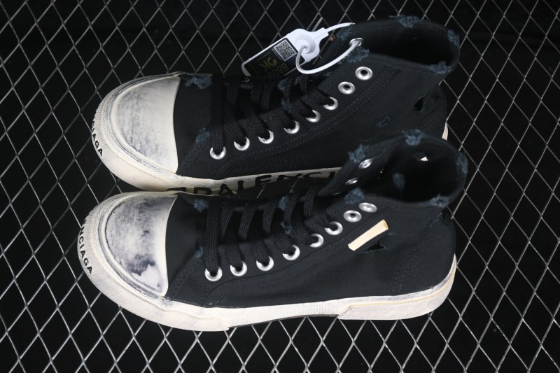 Balenciaga Paris Low Distressed High-Top Lace-Up Fashion Sneakers - W3RCL1095