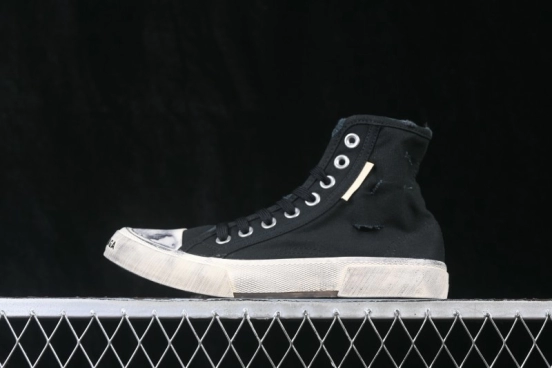 Balenciaga Paris Low Distressed High-Top Lace-Up Fashion Sneakers - W3RCL1095