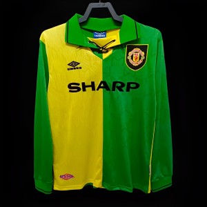 Retro 92/94 Manchester United Third Green/Yellow Long Sleeve Jersey