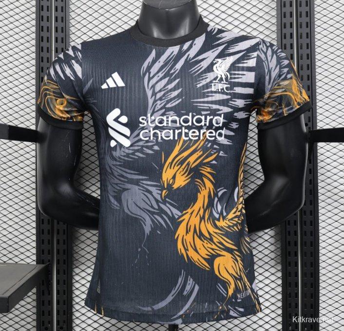 Player Version 25/26 Liverpool Dark Grey with Golden Phoenix Pattern Jersey