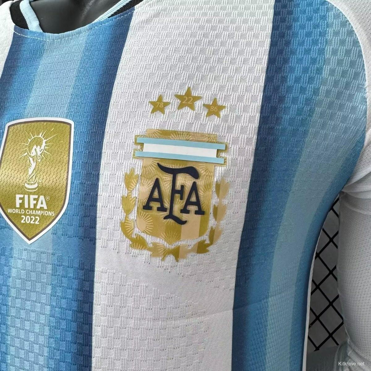 Player Version 2026 Argentina Home Long Sleeve Jersey