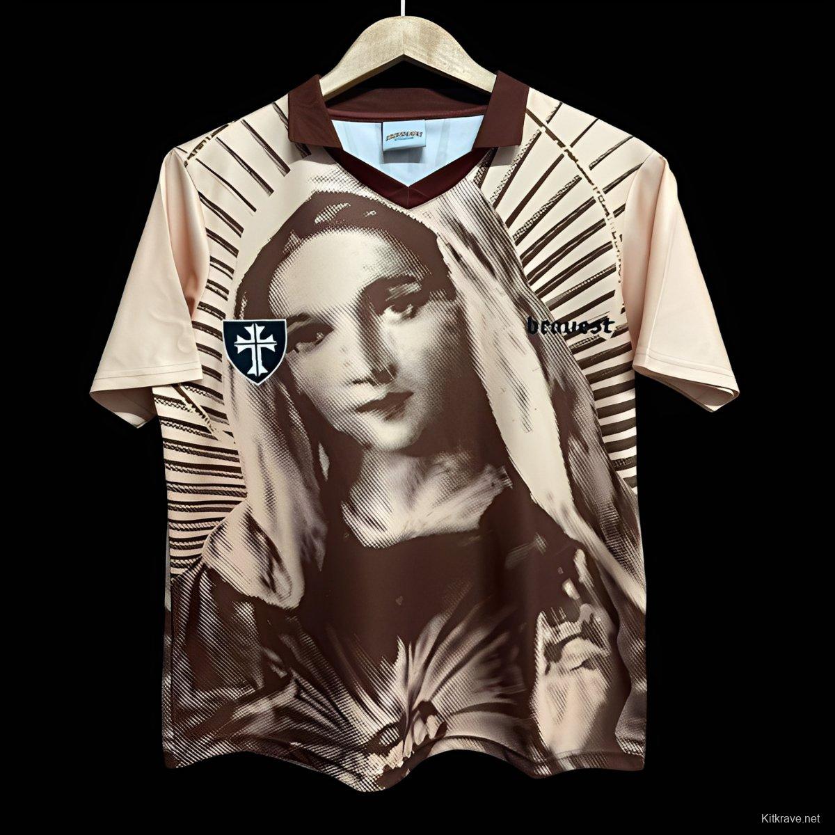 2025 Brazil Beige with Virgin Mary Print Jersey