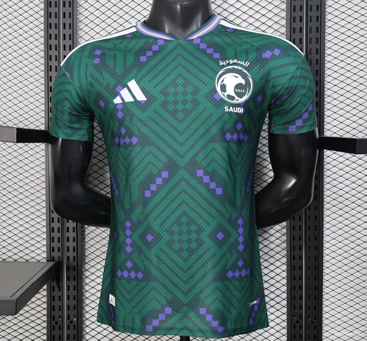 Player Version 2026 Saudi Arabia Home Green with Geometric Diamond Pattern Jersey