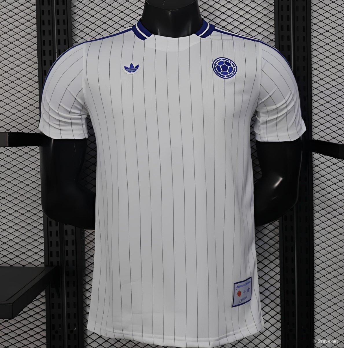 2026 Player Version Colombia White with Blue Vertical Stripe Jersey
