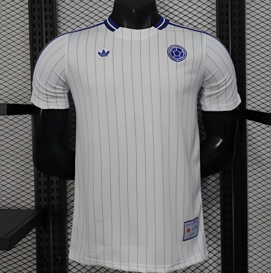 2026 Player Version Colombia White with Blue Vertical Stripe Jersey