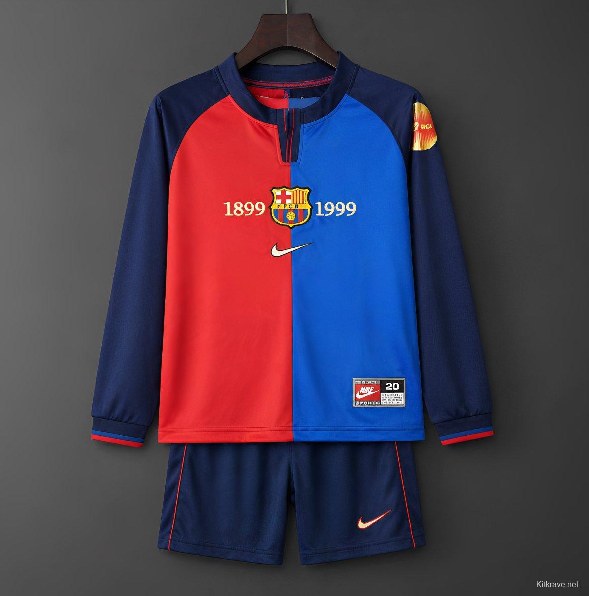 Retro 1899/1999 Kids Barcelona Centennial Long Sleeve Jersey