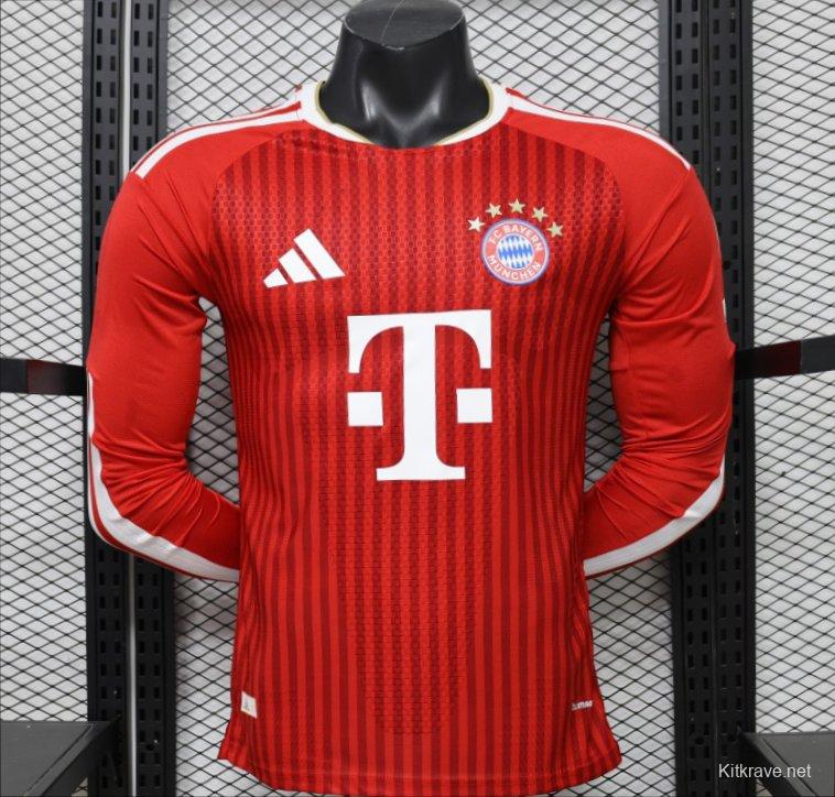 Player Version 26/27 FC Bayern Munich Red-on-Red Diagonal Stripe  Long Sleeve Jersey