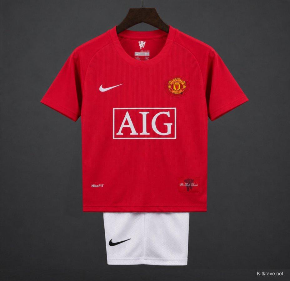 Retro Kids 07/08 Manchester United Home Jersey