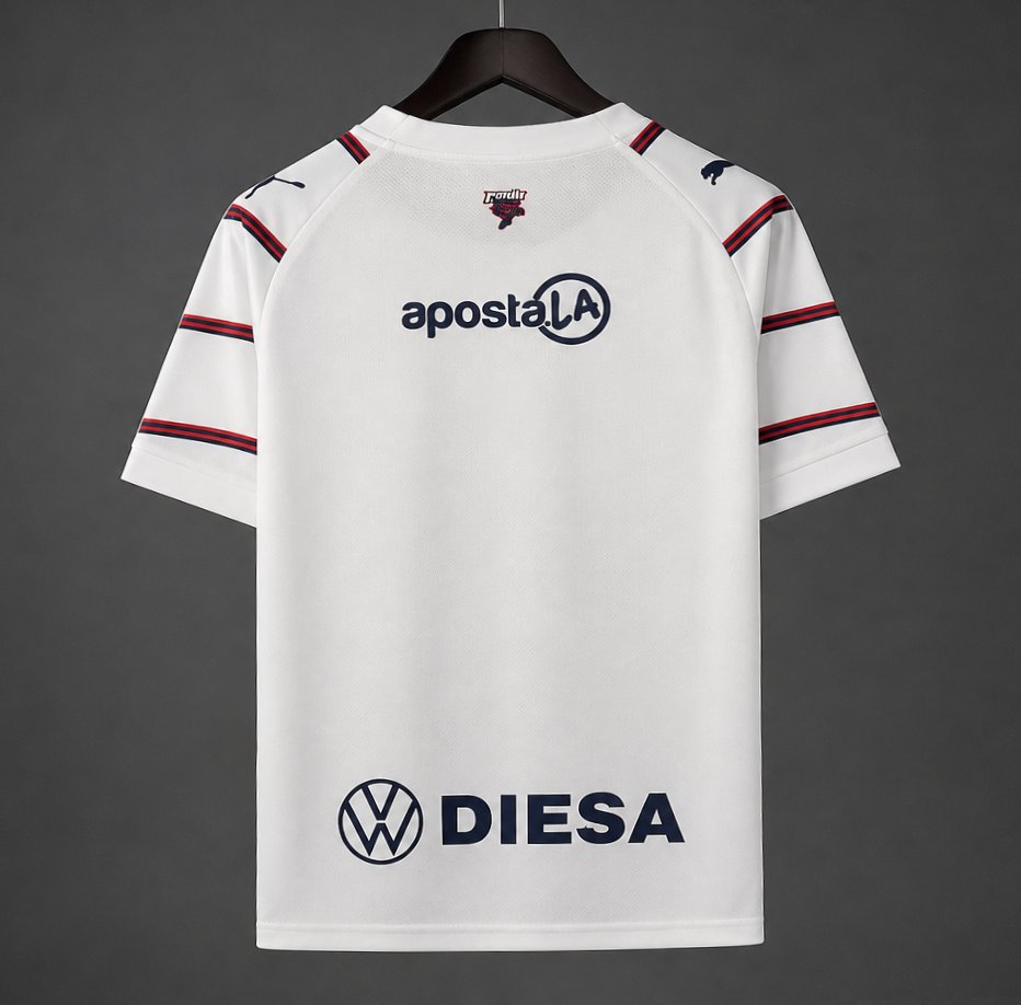 26/27 Cerro Porteño White with Red & Navy Stripes Jersey