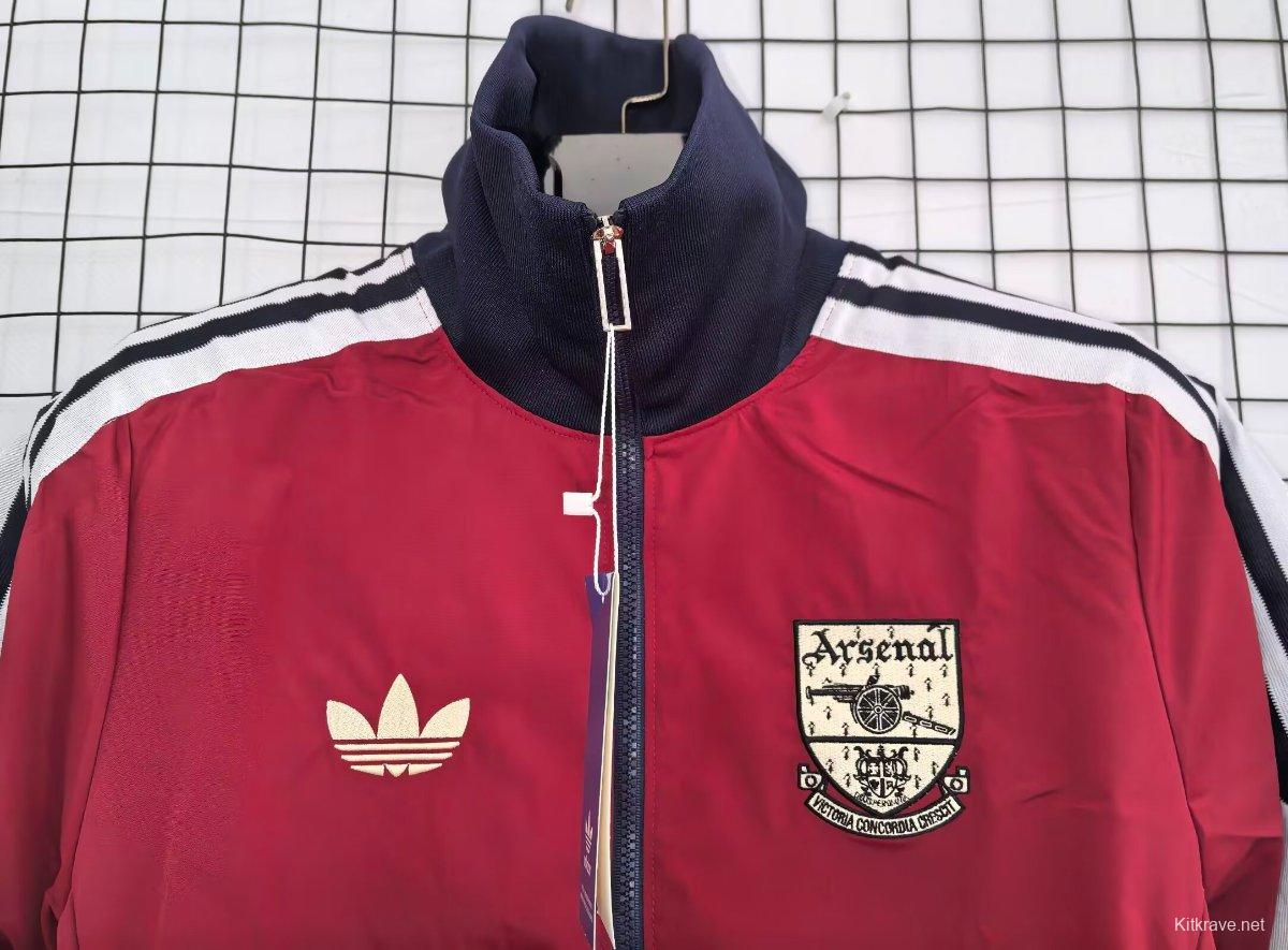 26/27 Arsenal Track Jacket Burgundy Black Full Zipper Windbreaker