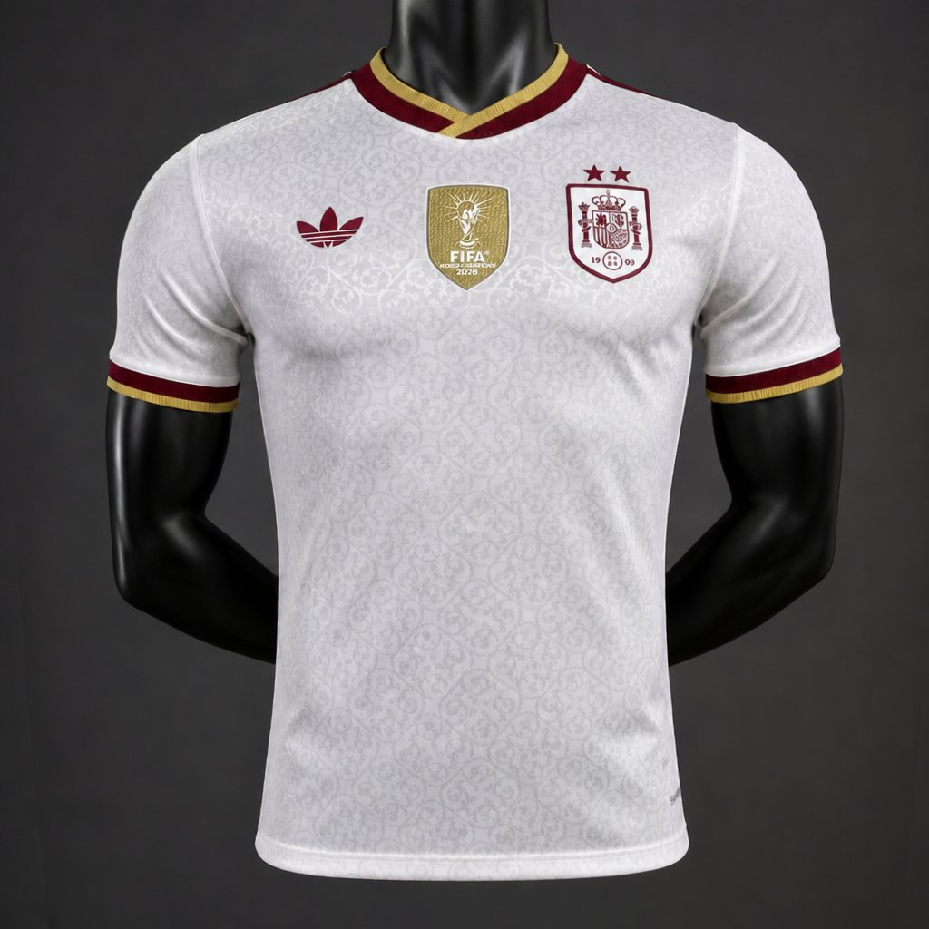 2 Star Player Version 2026 Spain Away White Jersey With Champion Patch
