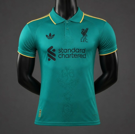 Player Version 26/27 Liverpool Green with Gold Trim Casual Retro Jersey