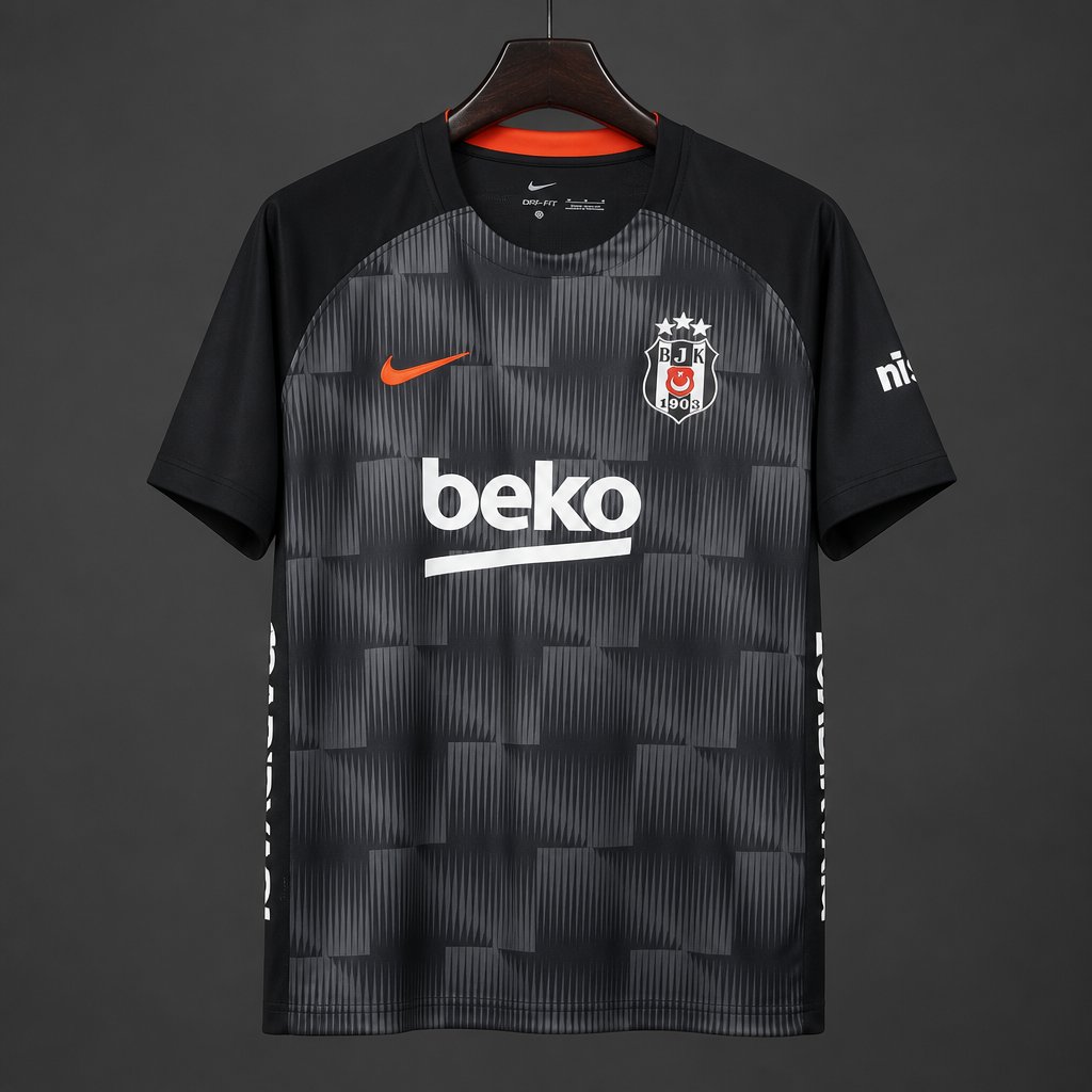 26/27 Beşiktaş JK Black with Grey Geometric Pattern Training Jersey