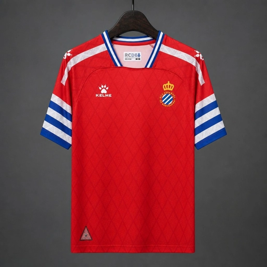 26/27 RCD Espanyol Red with Blue & White Stripe  Away Jersey