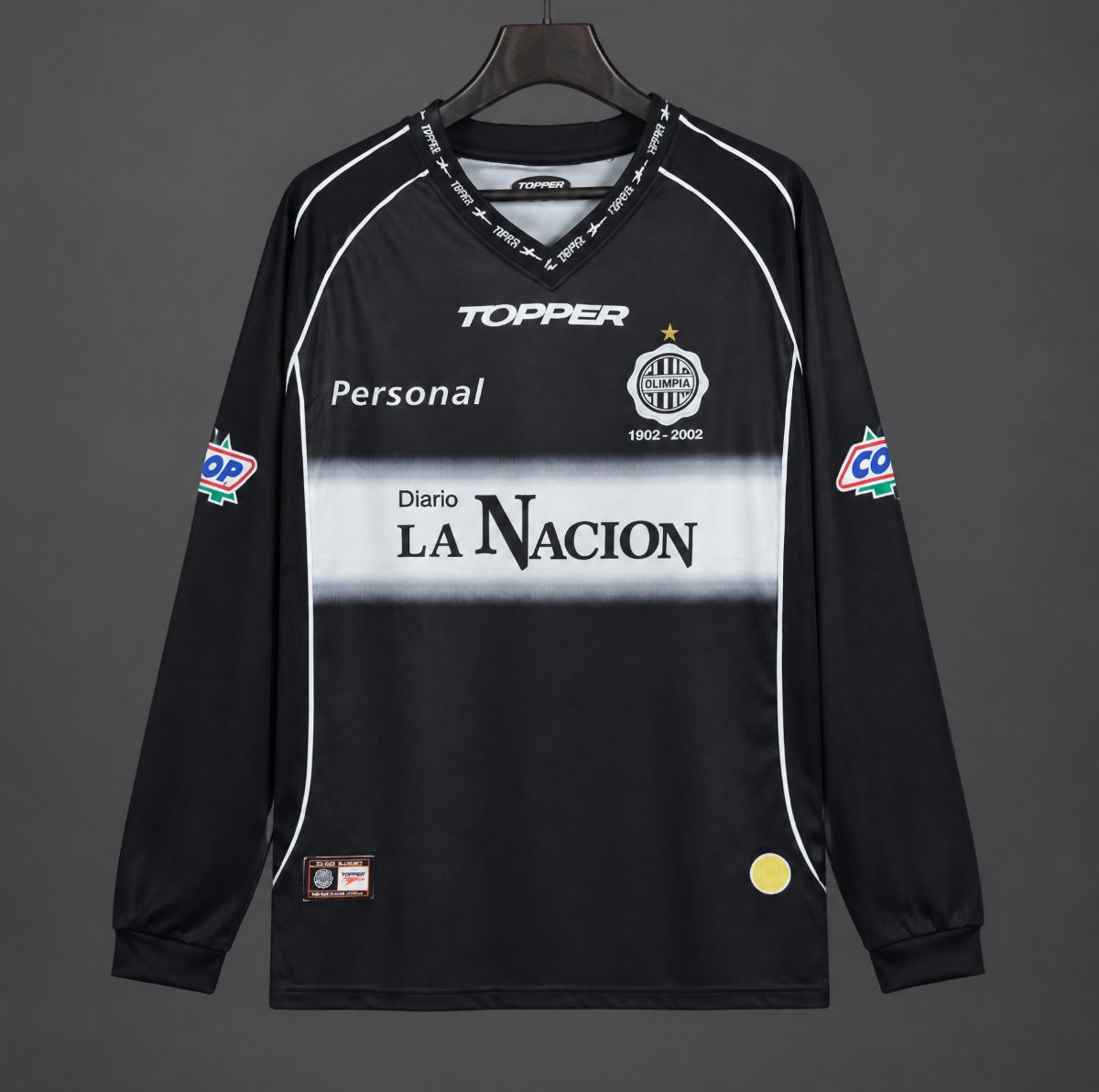 Retro 01/02 Club Olimpia Away Black Centenary Long Sleeve Jersey