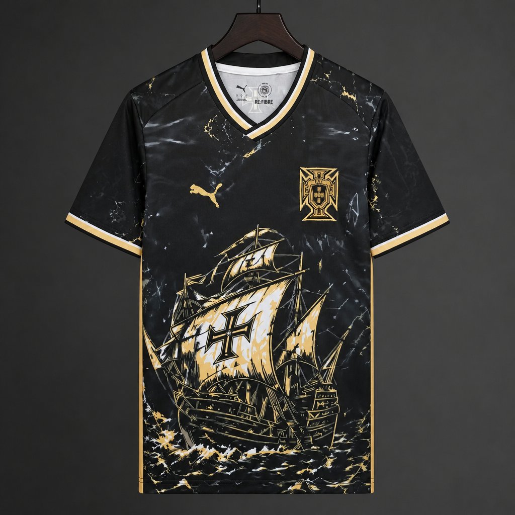2026 Portugal Special Edition Black Caravel Ship Graphic Jersey